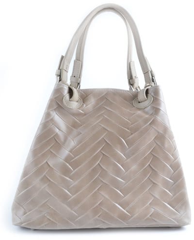 Echt lederen handtas Yfke - Made in Italy - Grote zigzag - Taupe