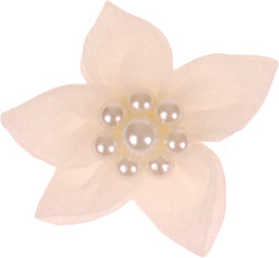 Haarklemmetje Bloem Ivoorkleurig Organza met Pareltjes - 5cm