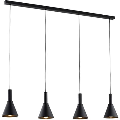 Argon Hanglamp Norte, zwart, staal, lengte 114 cm, 4-lamps
