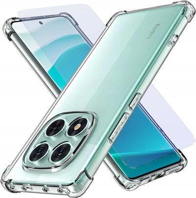 Casemania Hoesje en Glas Geschikt voor Xiaomi Redmi Note 15 4G - Transparant - Anti-Shock Back Cover - Extra Stevig Val- en Stoot-Bescherming + 1x Glazen Screenprotector