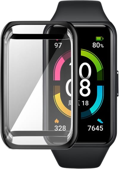 Beschermende watch case - hoesje - geschikt voor Huawei Band 7 - zwart