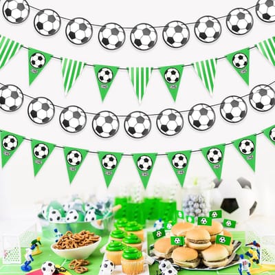 Voetbal Feestdecoratie Slingers Banner | Vierkante Driehoek Vlaggenlijn voor Kinderfeestjes en Sportevenementen