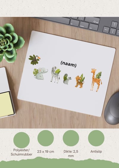 Akyol - dieren met eigen naam Muismat - Dierentuin - dieren liefhebbers - leuke cadeau voor iemand die van houdt van dieren - verjaardagscadeau - kado - gift - 23 bij 19 cm
