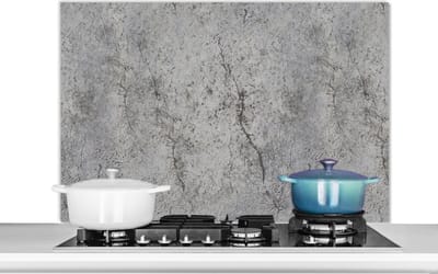 Spatscherm keuken 100x65 cm - Kookplaat achterwand Beton - Muur - Industrieel - Patronen - Muurbeschermer - Spatwand fornuis - Hoogwaardig aluminium