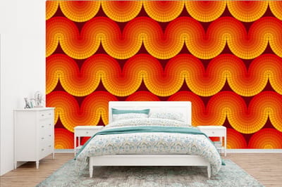 Behang - Fotobehang Design - Retro - Rood - Abstract - Breedte 385 cm x hoogte 240 cm