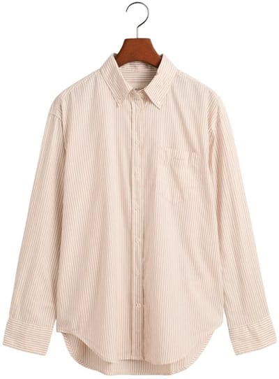 Gant Relaxed Fit Striped Luxury Oxford Overhemd Met Lange Mouwen Beige 42 Vrouw