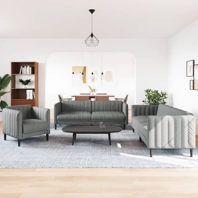 vidaXL - 3-delige - Loungeset - stof - donkergrijs
