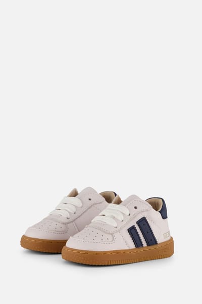 Shoesme Wit-Donkerblauw Sneakertje - Sneakers Kinderen - Unisex - White Dark Blue - Leer - Maat 18