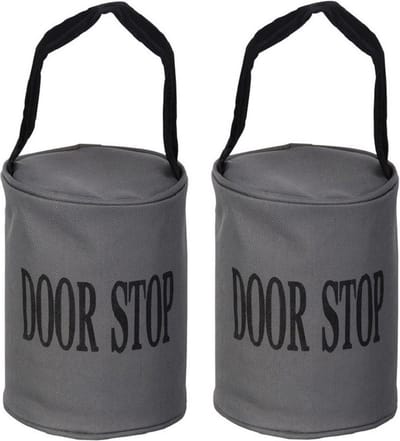 Esschert Design Canvas deurstopper grijs - 2x stuks - met handvat - 16 x 12.5 cm - 2.4 kg