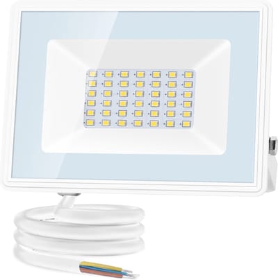 Aigostar 10Q14 - LED schijnwerper - 30W - IP65 Waterdicht - Floodlight - Breedstraler - Bouwlamp - Wandlamp buiten - 6500K - Wit