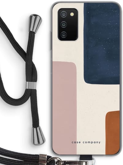 Hoesje met koord geschikt voor Samsung Galaxy A03S hoesje met Koord - Geo #5 - Telefoonhoesje met Zwart Koord - Bescherming aan alle Kanten en Over de Schermrand