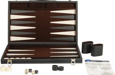 Backgammon ingelegd 46 x 28 cm zwart