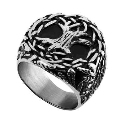 Lucardi Heren Stalen zegelring - Ring - Staal - Zilver - 22 / 69 mm