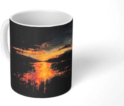 Mok - Koffiemok - Gouden Reflectie op Water - Mokken - 350 ML - Beker - Koffiemokken - Theemok