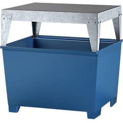 IBC-station ASECOS, staal, met vulstandaard en vorkheftruckschoenen, 1000 l ophaalvolume, B 1350 x D 1300 x H 1390, geschilderd