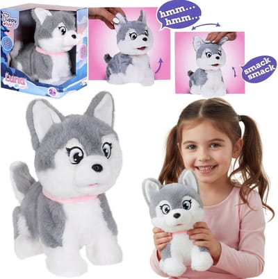 Puppy Luv Junior LUNA - INTERACTIEVE Husky-hond, pluche puppy, kinderspeelgoed, GELUIDEN 2+