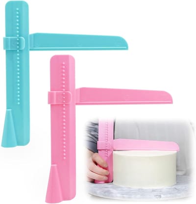 Beslagspatelset 2-delig - Verstelbare taartspatel - Multifunctioneel bakkeukengereedschap - Blauw en roze