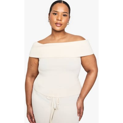 boohoo Dames Plusmaat Bardot-top | Ecru | Maat: 44