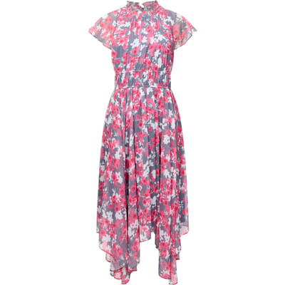 French Connection Arla Gathered Flowing Dress Graphite/rasp Sorbet Size: 6 | Midi Dresses Outlet | Dames | Grijs