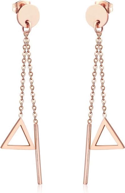 Cilla Jewels Dames oorhangers Edelstaal Staaf Driehoek Rose