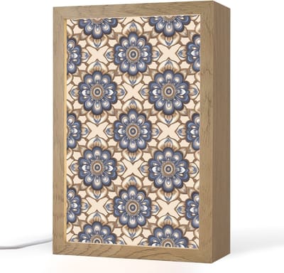 Tafellamp 20x30 cm - LED lamp - Floraal - Ornament - Blauw - Decoratieve tafellampen - Dimbaar - Tafellampje slaapkamer - Woonkamer binnen