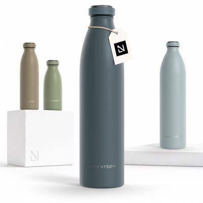 LARS NYSØM Ren Roestvrijstalen drinkfles 1000ml - BPA-vrije geïsoleerde waterfles - voorSport, Fiets, Volwassene, Kids (Stone Blue)