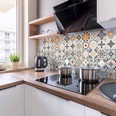 Zelfklevende tegelmuurstickers voor keuken en badkamer - 24 tegelstickers, Azulejos Grazelano-stijl - 24 stickers, 10x10 cm