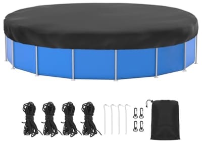 Zwembadafdekking Rond 366 cm, UV-bestendig Afdekzeil, 420D Oxford, Zwart