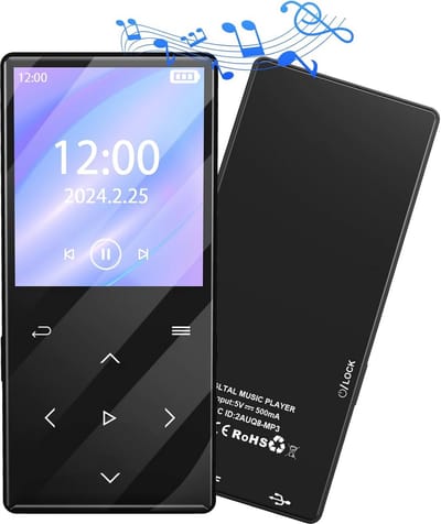 Draagbare MP3 Speler met 64GB, Bluetooth 5.0, Ingebouwde Speaker en HiFi Geluid