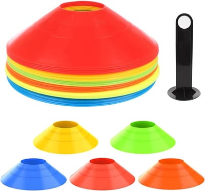 Ronde markeringshoedjes voor voetbal en hockey in 5 kleuren