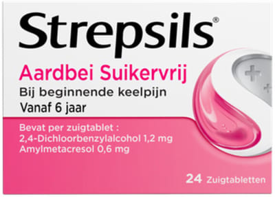 Strepsils Aardbei Suikervrij - 2 x 24 zuigtabletten