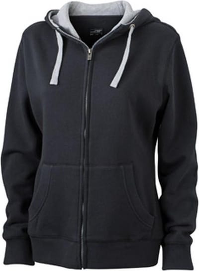 James and Nicholson Vrouwen/dames Lifestyle Zip-Hoodie (Zwart/Grijze Heide)