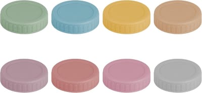 Kleurige Plastic Lids - Voor Reguliere Monden - Lekvrije Deksel Caps - Herbruikbare Deksel voor Inmaak Jars - Verpakking van 8