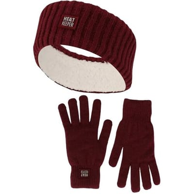 Heatkeeper Dames Winter Thermo Set - Hoofband + Handschoenen - Burgundy - One Size