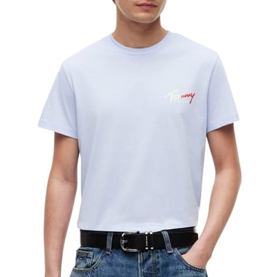 Tommy Jeans T-shirt Tjm Slim Sign Chest Dm0dm22538 C5r Moonlight Iris Mannen Maat - L