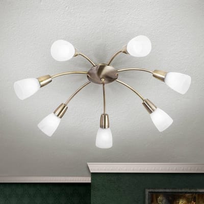 ORION Plafondlamp Tullo, 7-lamps, messing antiek