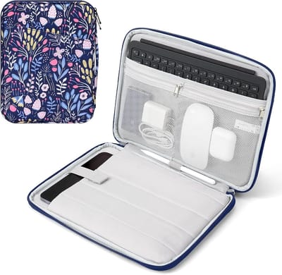 Tabletsleeve voor 9-11" Tablets, Geschikt voor iPad en Galaxy Tab, Beschermende Tas met Vakken en Bloemenprint