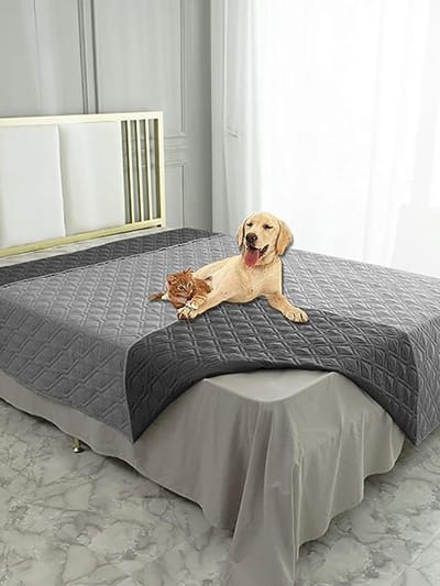 Housse de matelas imperméable Lavable Antidérapante Couvre-feuille de lit Taille King&Queen Décoration de Noël Matelas protecteur Couvre-lit Coussin 40x50In(102x127cm) gray