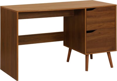 sweeek - Vintage bureau met 2 lades in walnootkleurig hout