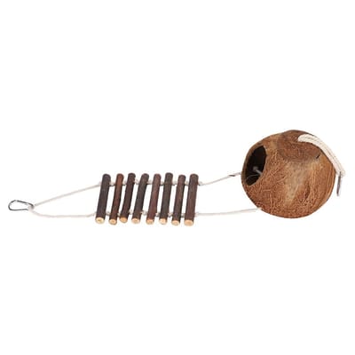 Nid Nid d'Oiseau Hamster Nid d'Élevage Échelle d'Escalade Cachette Naturelle en Noix de Coco Maison Jouet brown
