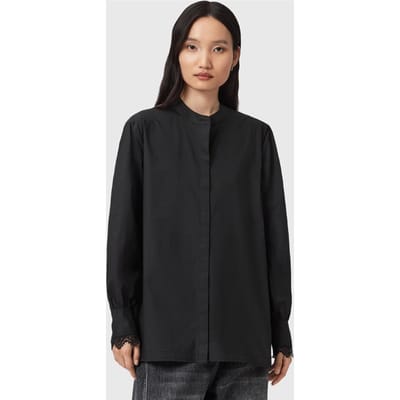 AllSaints Ethel Lace Shirt Black Maat: 2 | Overhemden Outlet | Dames | Zwart