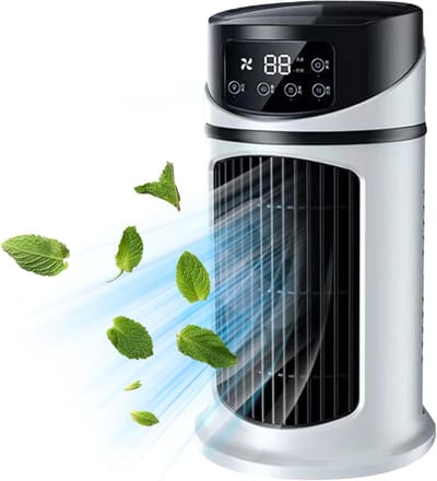 Ventilator - 9,5 inch - Elektrische mistventilator - Torenventilator zonder bladen met 6 snelheden - Met watertank van 300 ml - Badkamer/kantoor - Speciale stille mist - Wit
