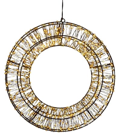 Verlichte krans/decoratie ring - D36 cm - 1200 led lampjes -warm wit - metaal - kerstkrans - verlichte figuren - kerstverlichting