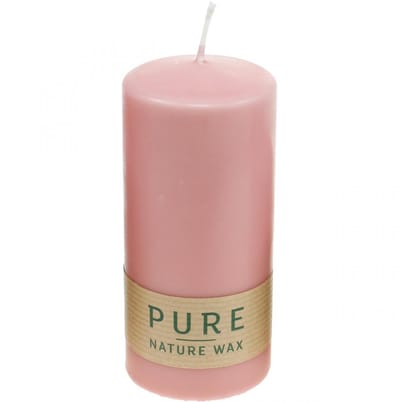 PURE stompkaars 130/60 decoratieve kaars roze natuurlijke was
