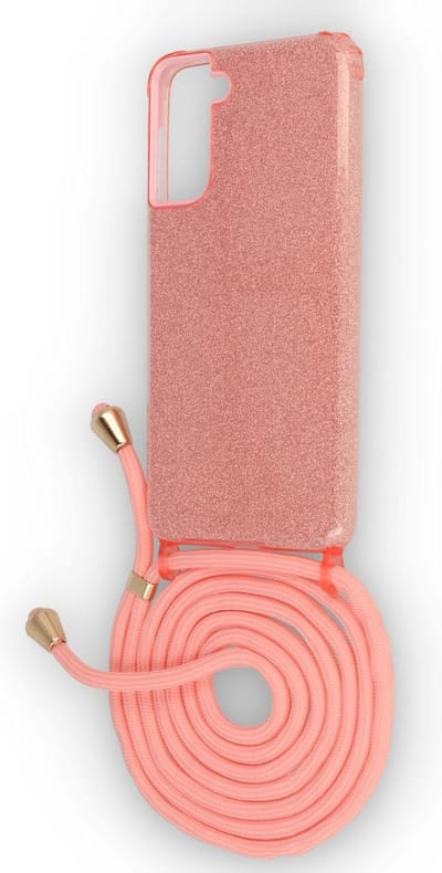 HB Hoesje Geschikt voor Samsung Galaxy S21 Plus - Roze - Glitter Back Cover met Koord