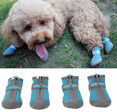 Honden Schoenen voor de Zomer, Ademend Mesh, Antislip Rubberzolen, Bescherming tegen Krassen en Likken