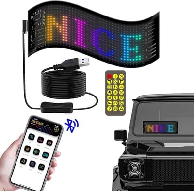 Flexibel LED-display, LED-looptekst, programmeerbaar met Bluetooth-app-bediening, USB-aangedreven LED-display voor auto, vrachtwagen, winkel, bar, graffiti, animatie (70 * 173 mm)