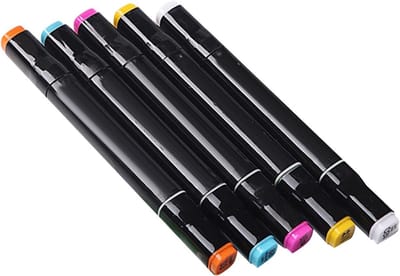 Set van 30 Dual Tip Art Markers met Draagtas voor Kleuren, Schetsen en Grafisch Ontwerp in Architectuur en Landschap