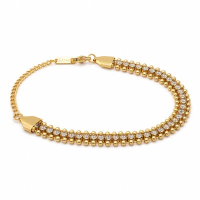 Pax Amare Dubbele Tennis Armband met Zirkonia's - 18k Goud Verguld Stainless Steel - 16.5cm + 5cm verstelbaar