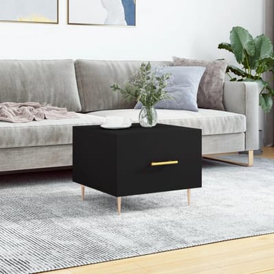 Salontafel - Bijzettafel Tafel - Woonkamer Opbergen - Met Lade - 50 x 50 x 40 cm - Zwart